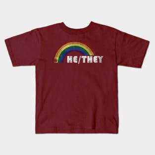 Grunge LGBT+ Pride - He/They Pronouns Kids T-Shirt